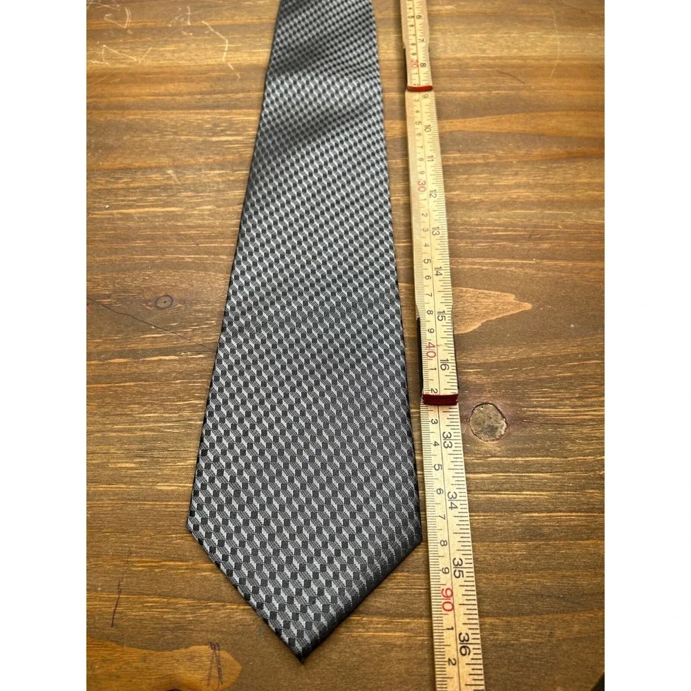 Galls Men's Black Gray Checkered Clip-On Necktie Classic Formal Uniform Tie‎